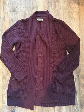 fresh Open-Front Burgundy Cardigan Sweater